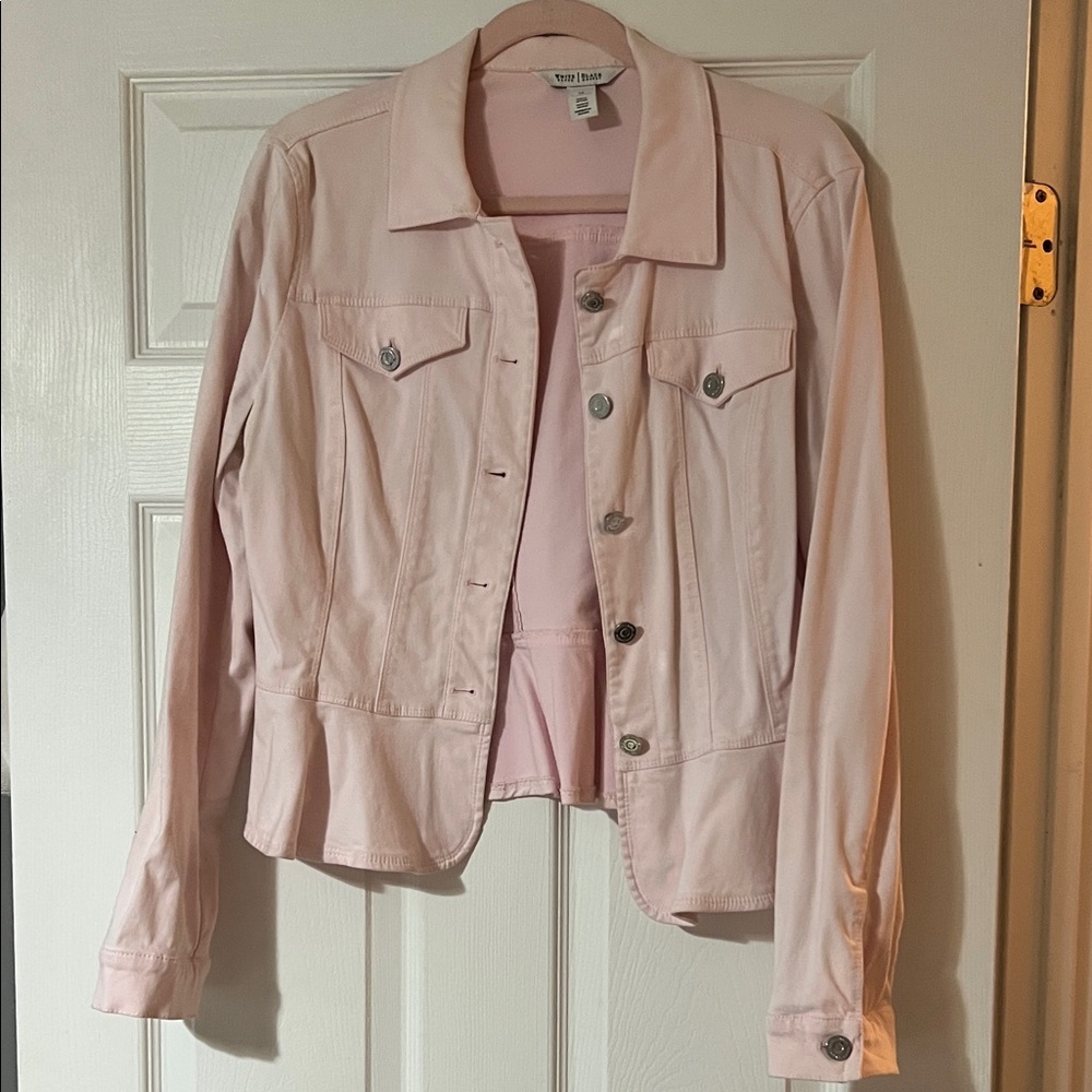 White House Black Market Pastel Pink Denim Jacket